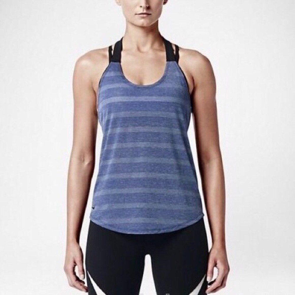 Nike Women’s Elastika Elevate Omega Blue Logo T-Back Tank M